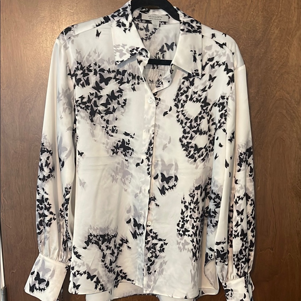 All Saints Monochrome Butterfly Blouse